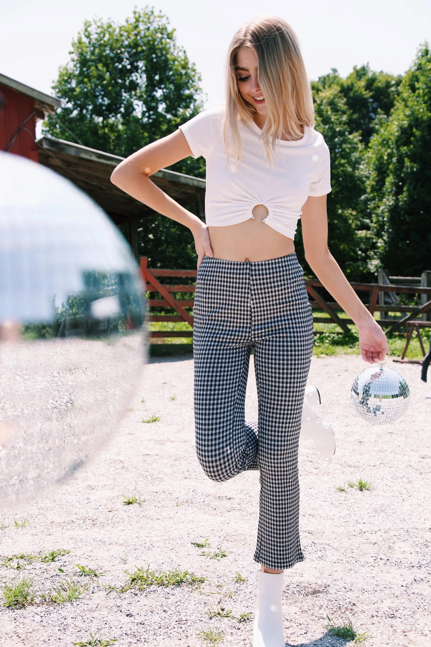 High Waisted Gingham Pant