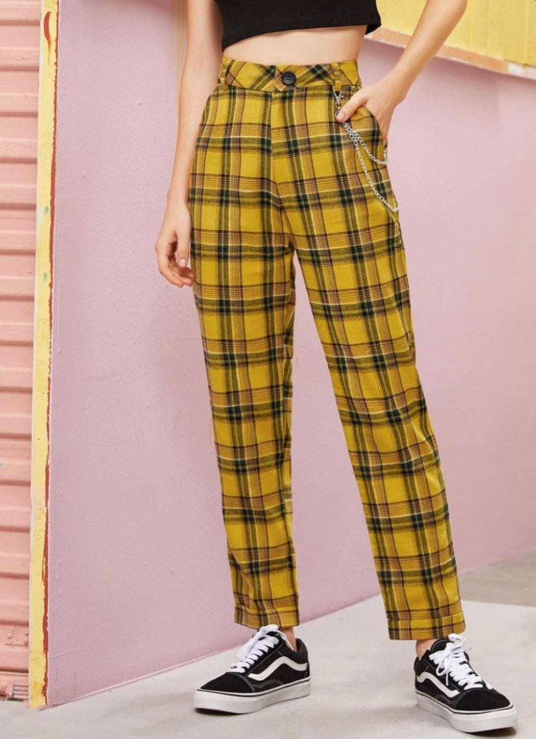 A New Day Pants Womans Size 4 Made In Vietnam Plaid Goldenrod