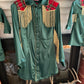 Dollywood Christmas Pearl Snap Fringe Dress - Beaded fringe