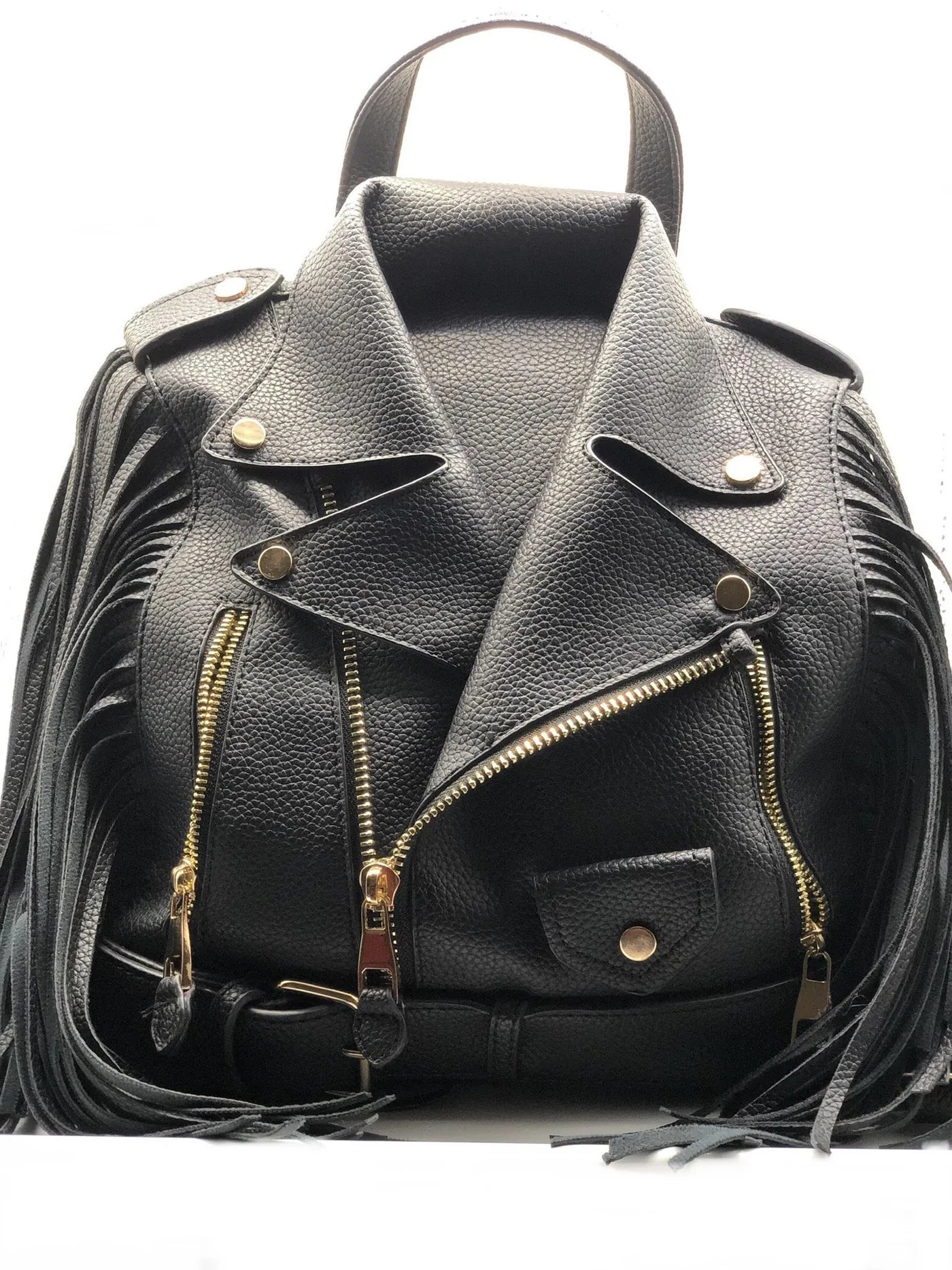 Bags | Black Motorcycle Jacket Vegan Leather Fanny Pack | Poshmark