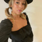 'Patsy' Puff Sleeve Black Blouse