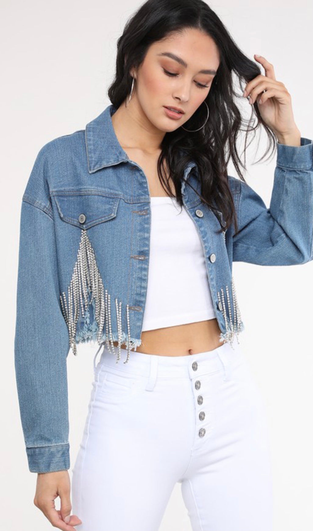 The Drip Cropped Jean Jacket