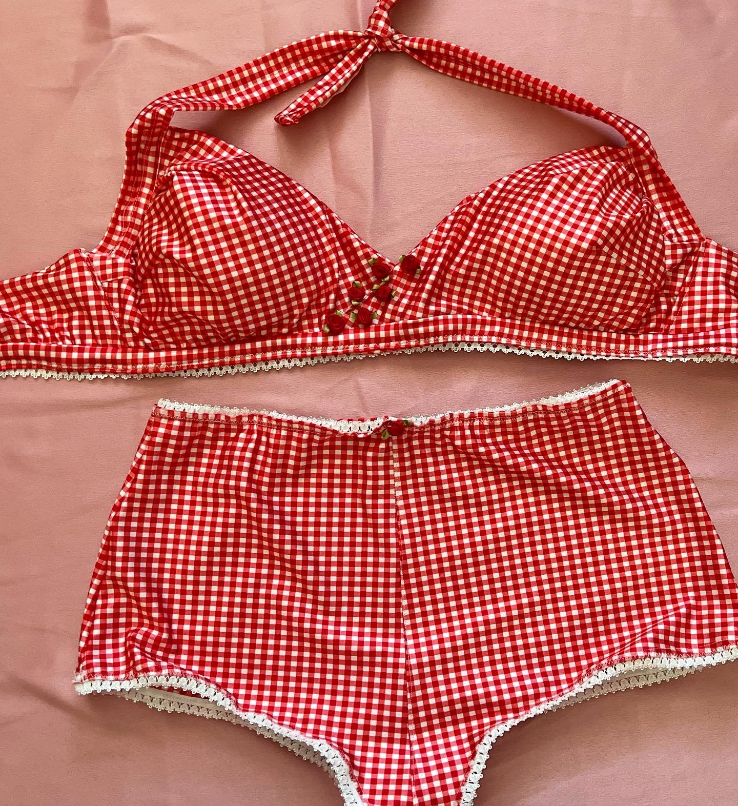 'Playgirl' Gingham High Waist Two Piece Set