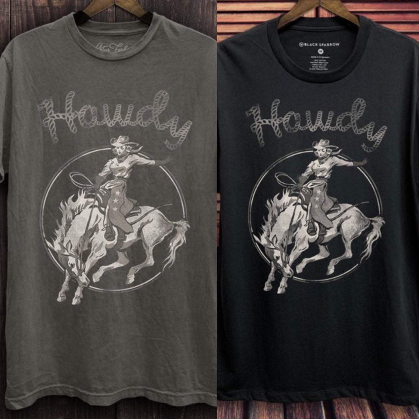 Hand Drawn Howdy Tee - Grey or Black