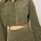 Olive Corduroy Cropped Top