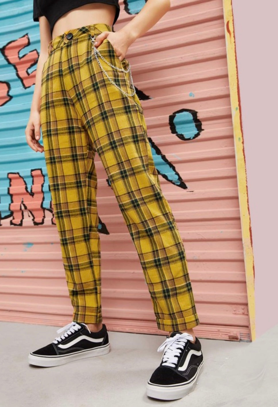 Yellow Plaid Pants With Detachable Chain Plus Size | Hot Topic