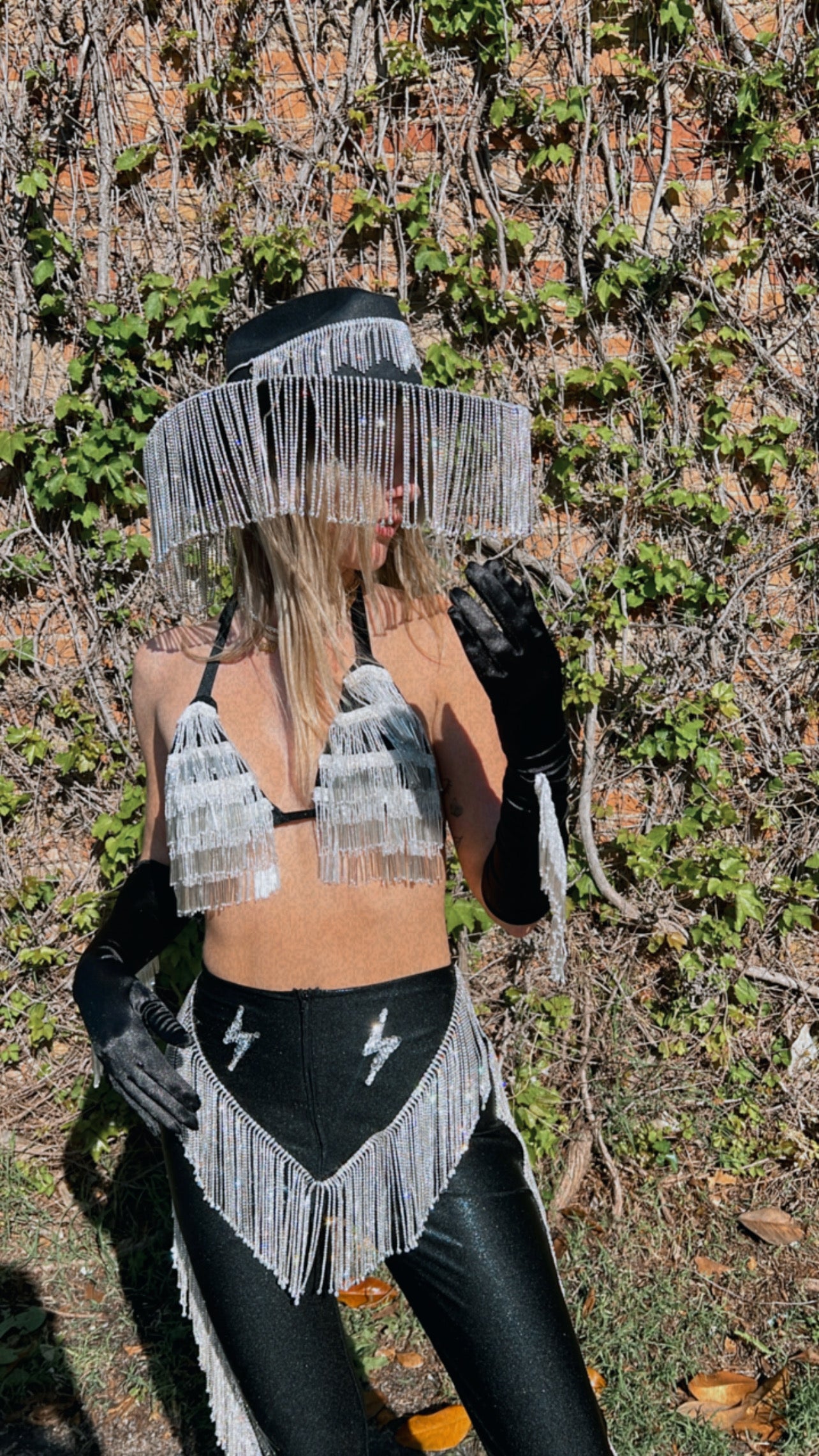 Silver Beaded Top With Fringes, Rave Outfits for Women