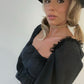 'Patsy' Puff Sleeve Black Blouse