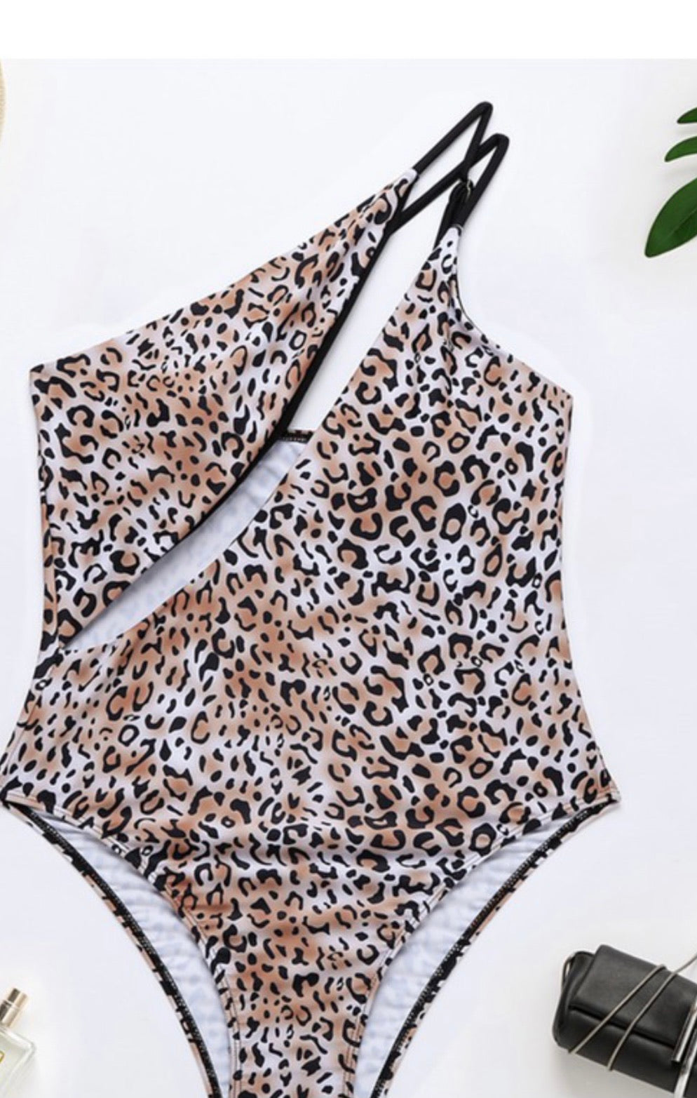 Cheetah Print One Shoulder Cutout Swimsuit