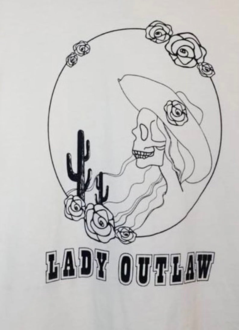 Lady Outlaw Cowgirl Skull T-Shirt