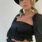 'Patsy' Puff Sleeve Black Blouse