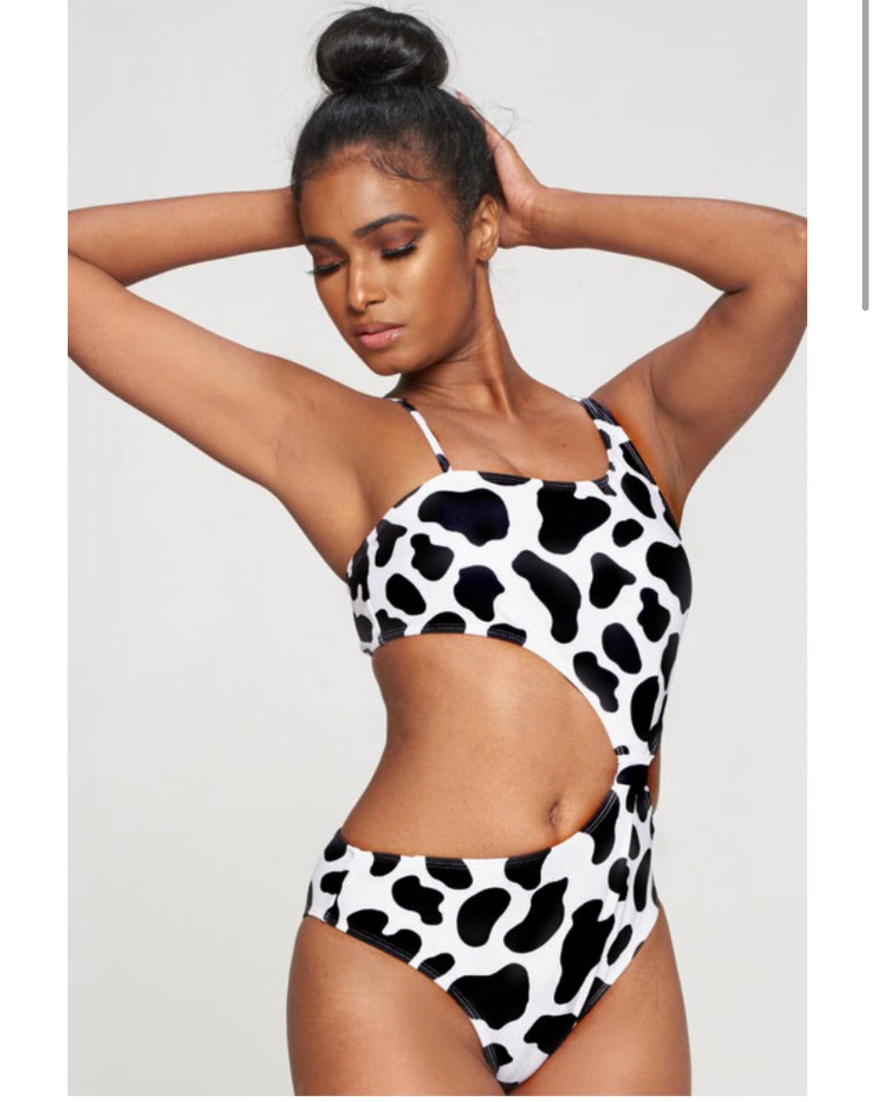 'Howdy Cow' Cutout One Piece Swimsuit