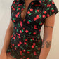 'Cherry Bomb' Spandex Short Romper Playsuit